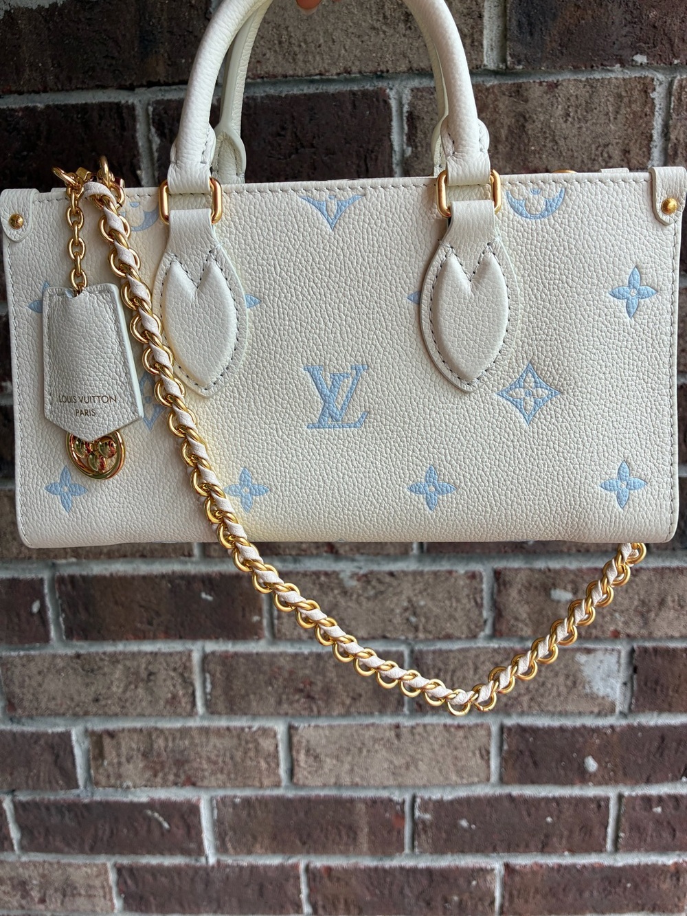 Louis Vuitton Cream & Light Blue OnTheGo East West